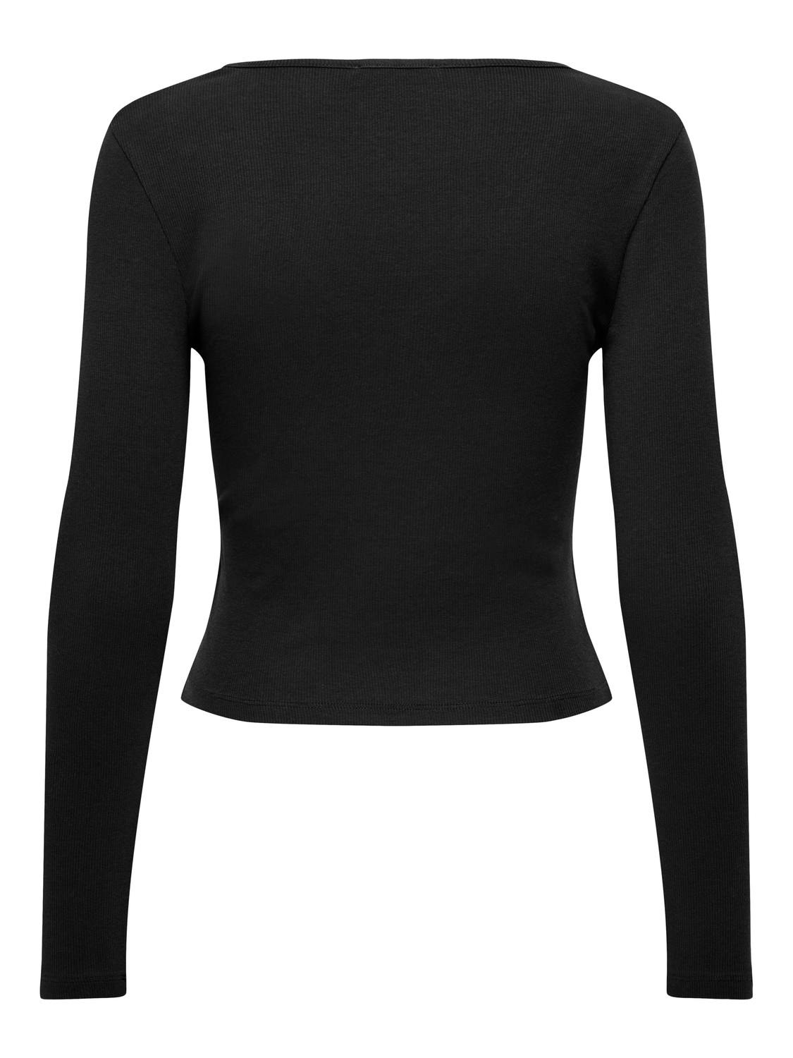 ONLY Åtsittande passform O-ringning T-shirt -Black - 15290845