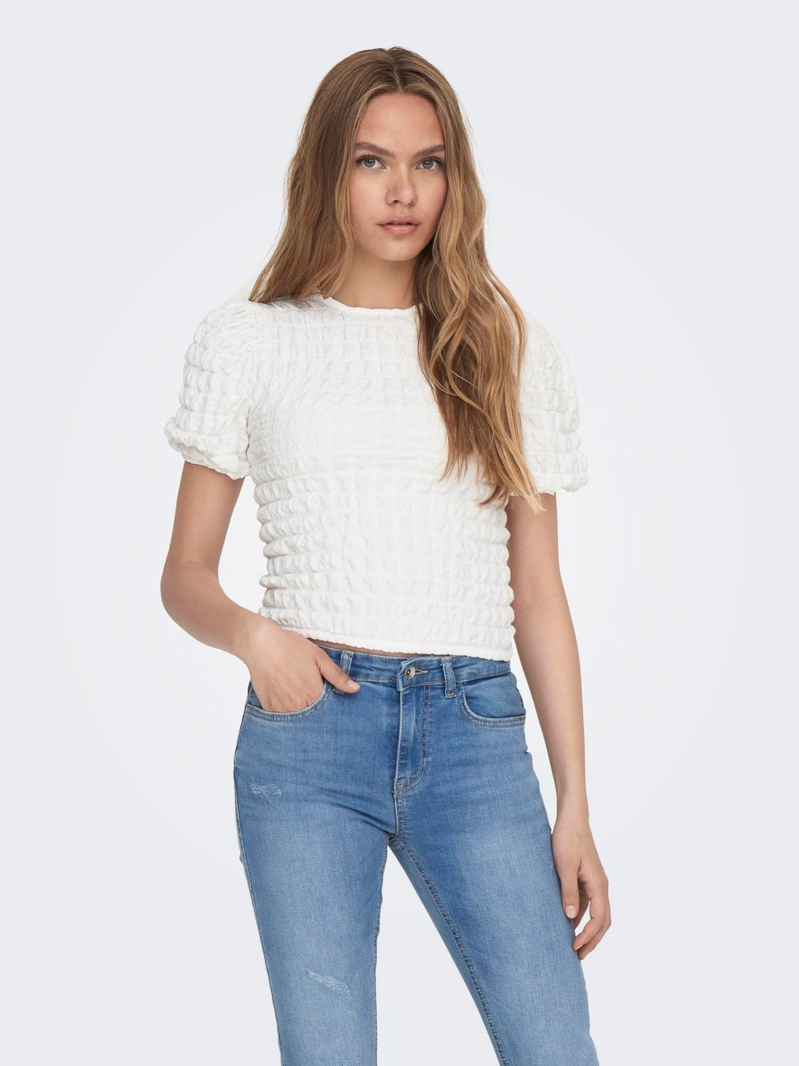 ONLY Structured Short Sleeves Top -Cloud Dancer - 15290873