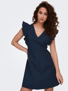 ONLY Mini V-Neck Dress With Frills -Navy Blazer - 15291030