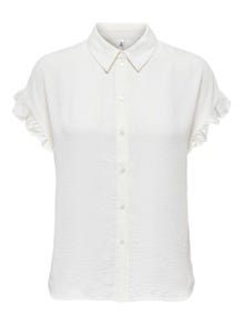 ONLY Short Sleeve Frill Shirt -Cloud Dancer - 15291089