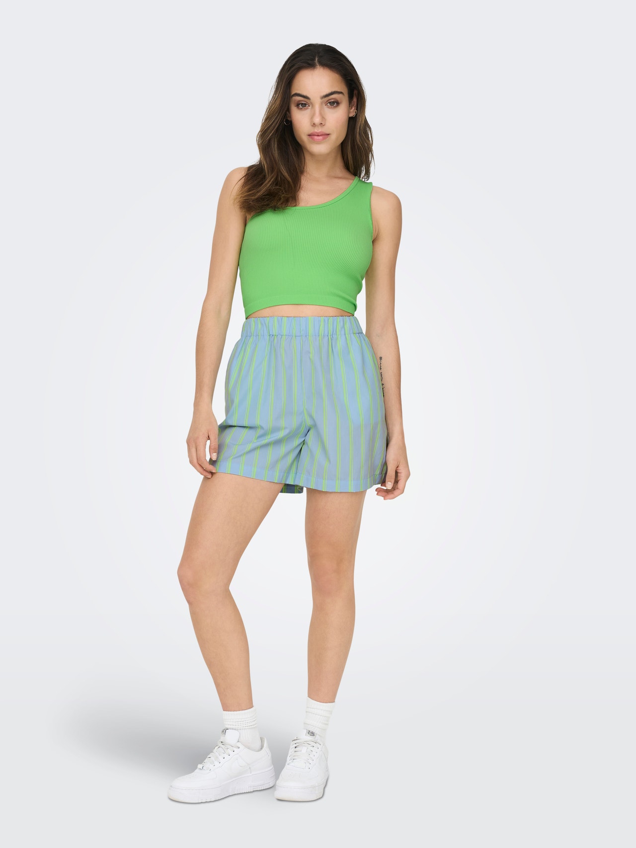 ONLY Cropped Fit En axel Topp -Summer Green - 15291202