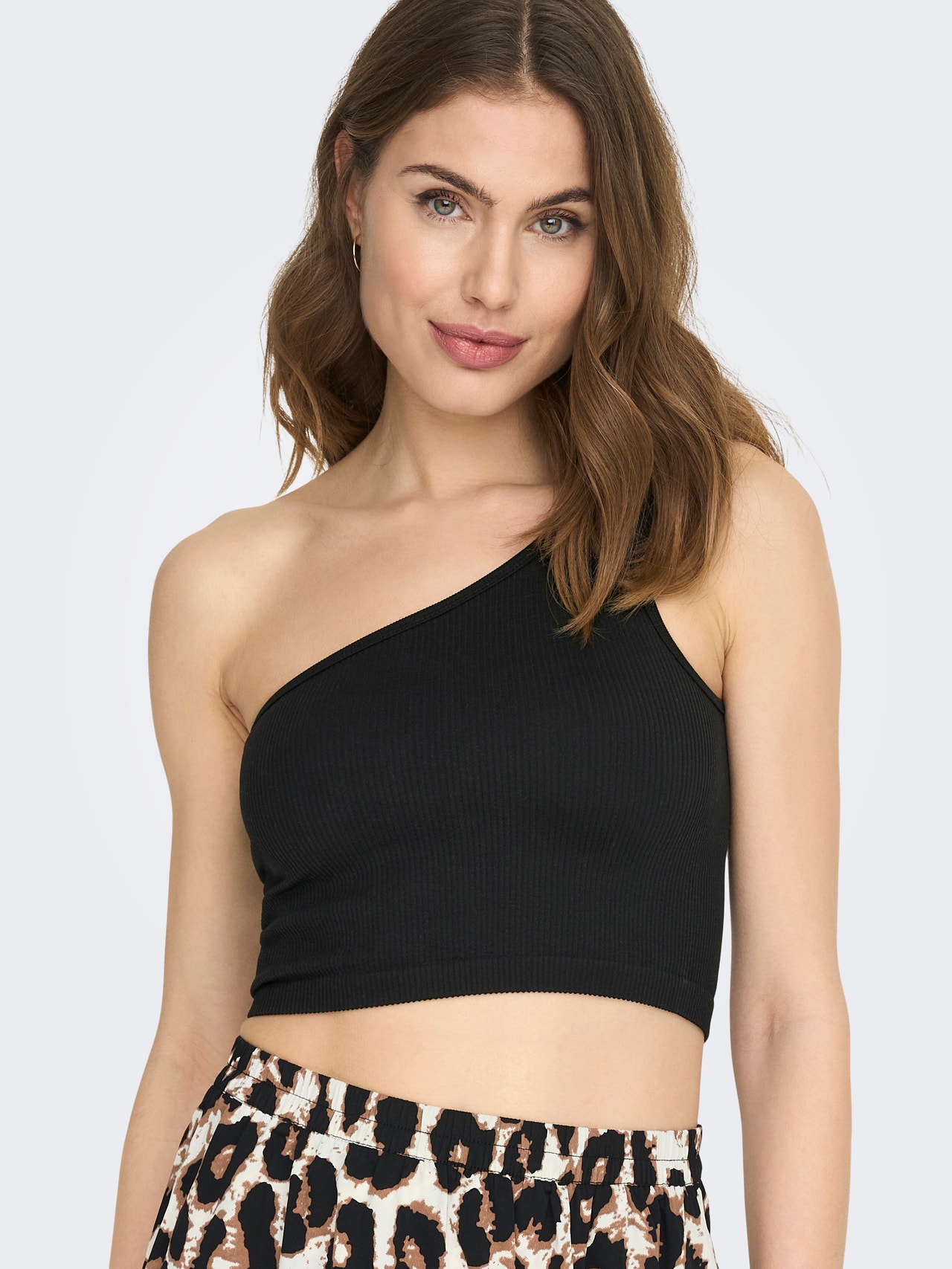 ONLY Cropped Fit One Shoulder Top -Black - 15291202