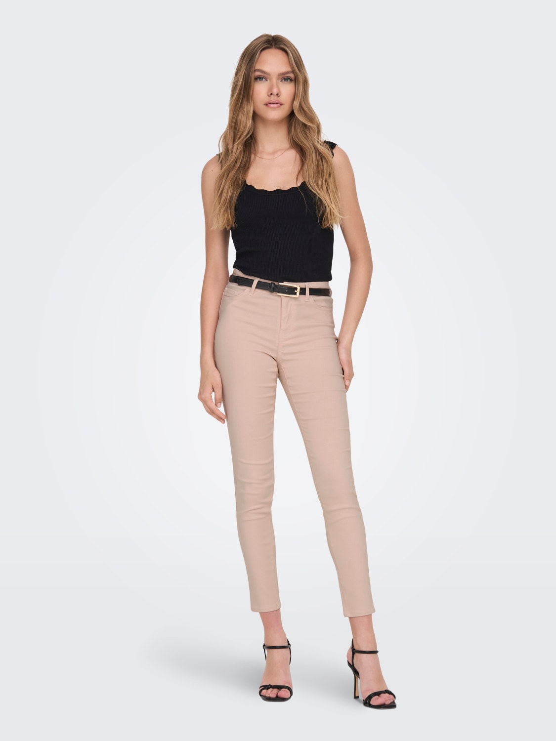 ONLY Pantalons Relaxed Fit Taille moyenne -Peach Whip - 15291267