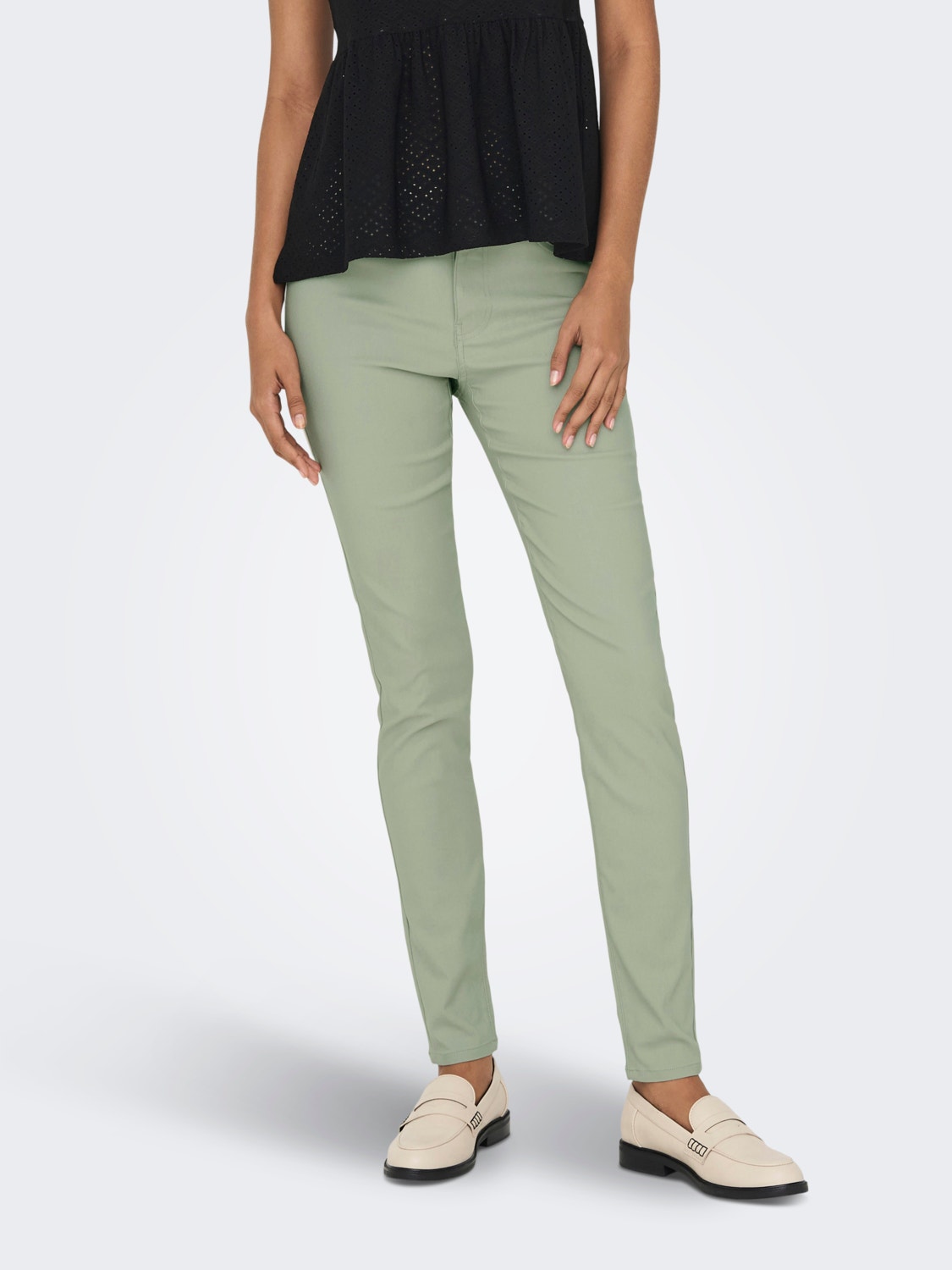 ONLY Skinny trousers with mid waist -Seagrass - 15291267