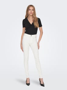 ONLY Relaxed Fit Mid waist Trousers -Cloud Dancer - 15291267