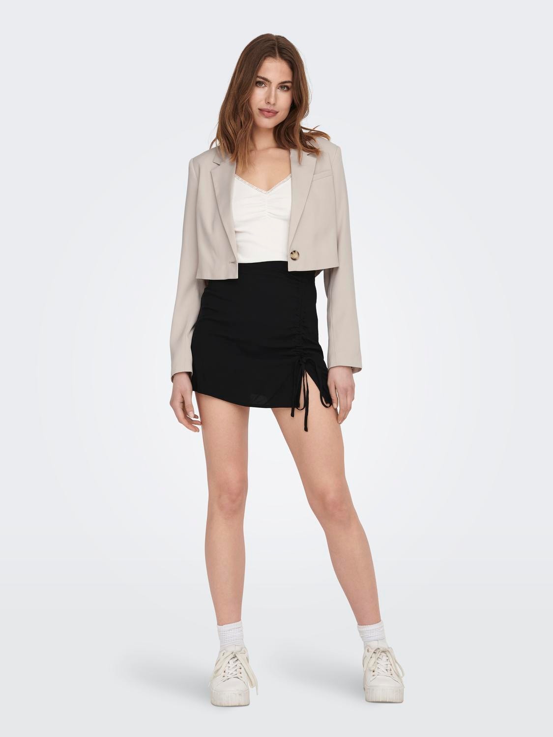 ONLY Short Skirt With Slit -Black - 15291294