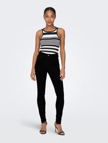 ONLY O-neck top with stripe detail -Black - 15291366