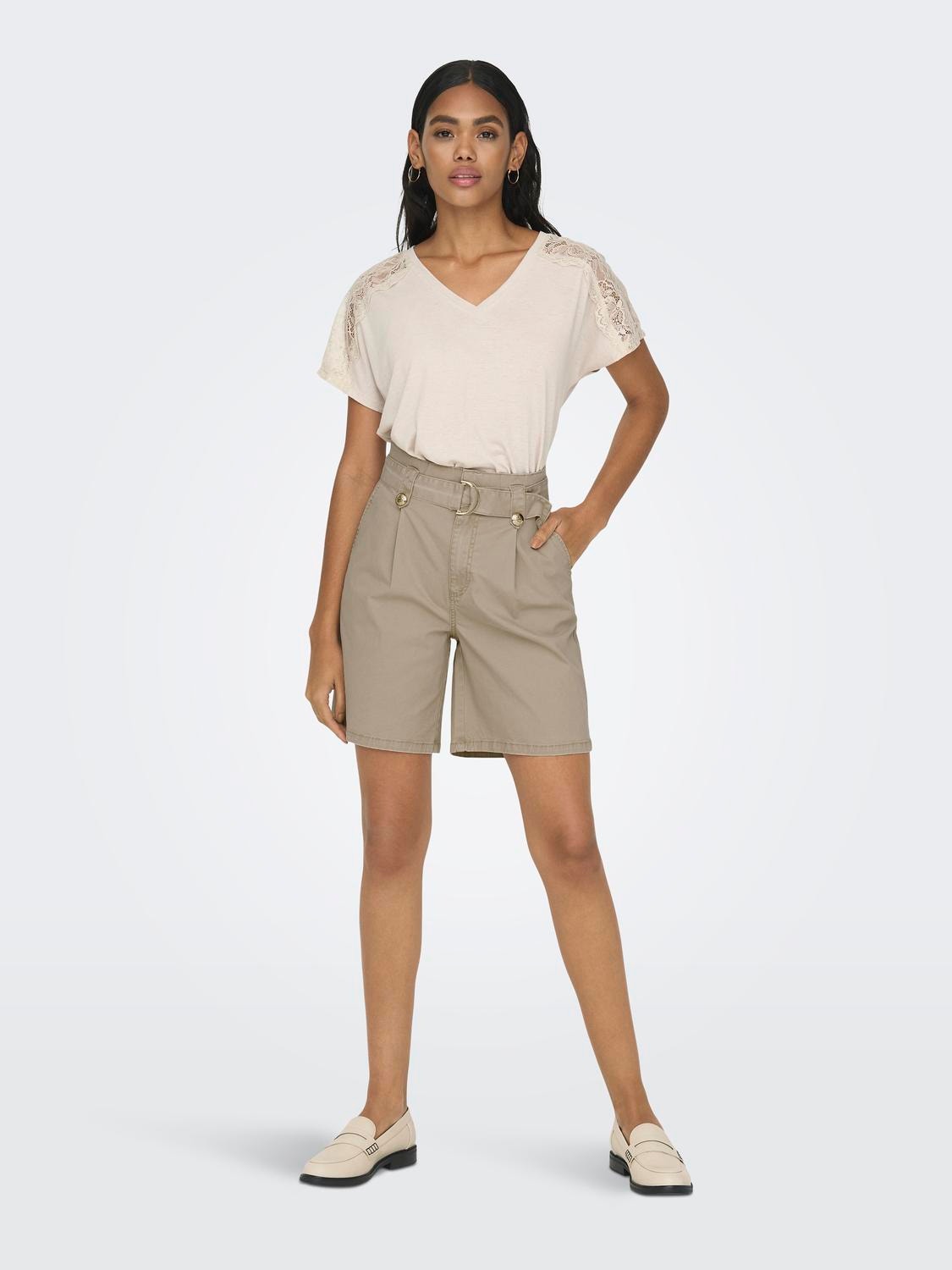 ONLY Regular Fit High waist Shorts -Crockery - 15291382