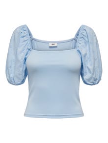 ONLY Top with square neck and balloon sleeves -Cashmere Blue - 15291398