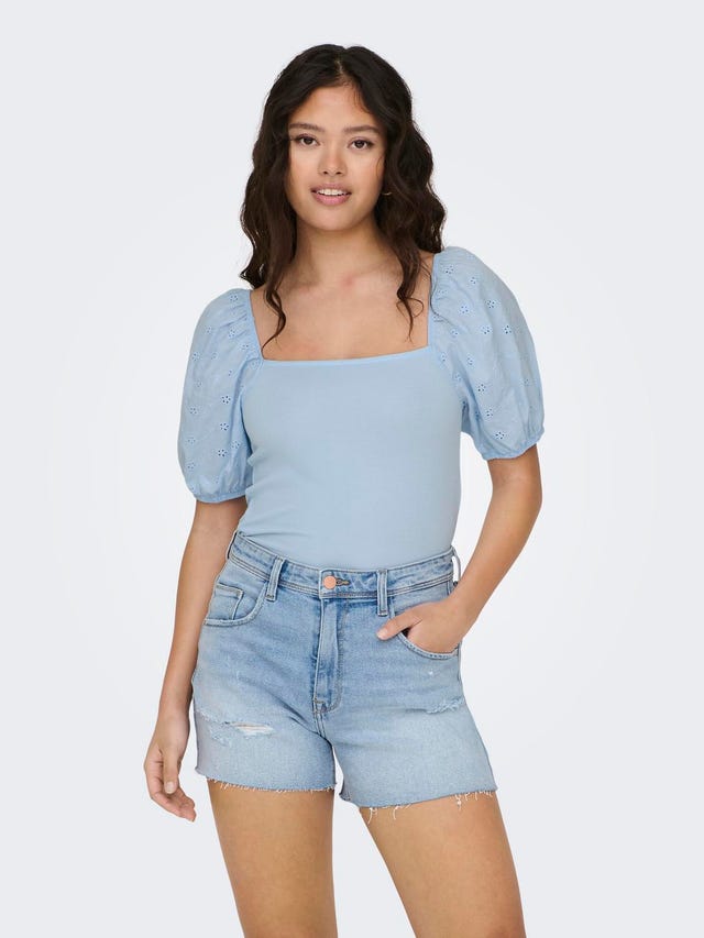 ONLY Tops Regular Fit Col carré Manches ballons - 15291398