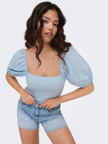 ONLY Regular Fit Square neck Balloon sleeves Top -Cashmere Blue - 15291398