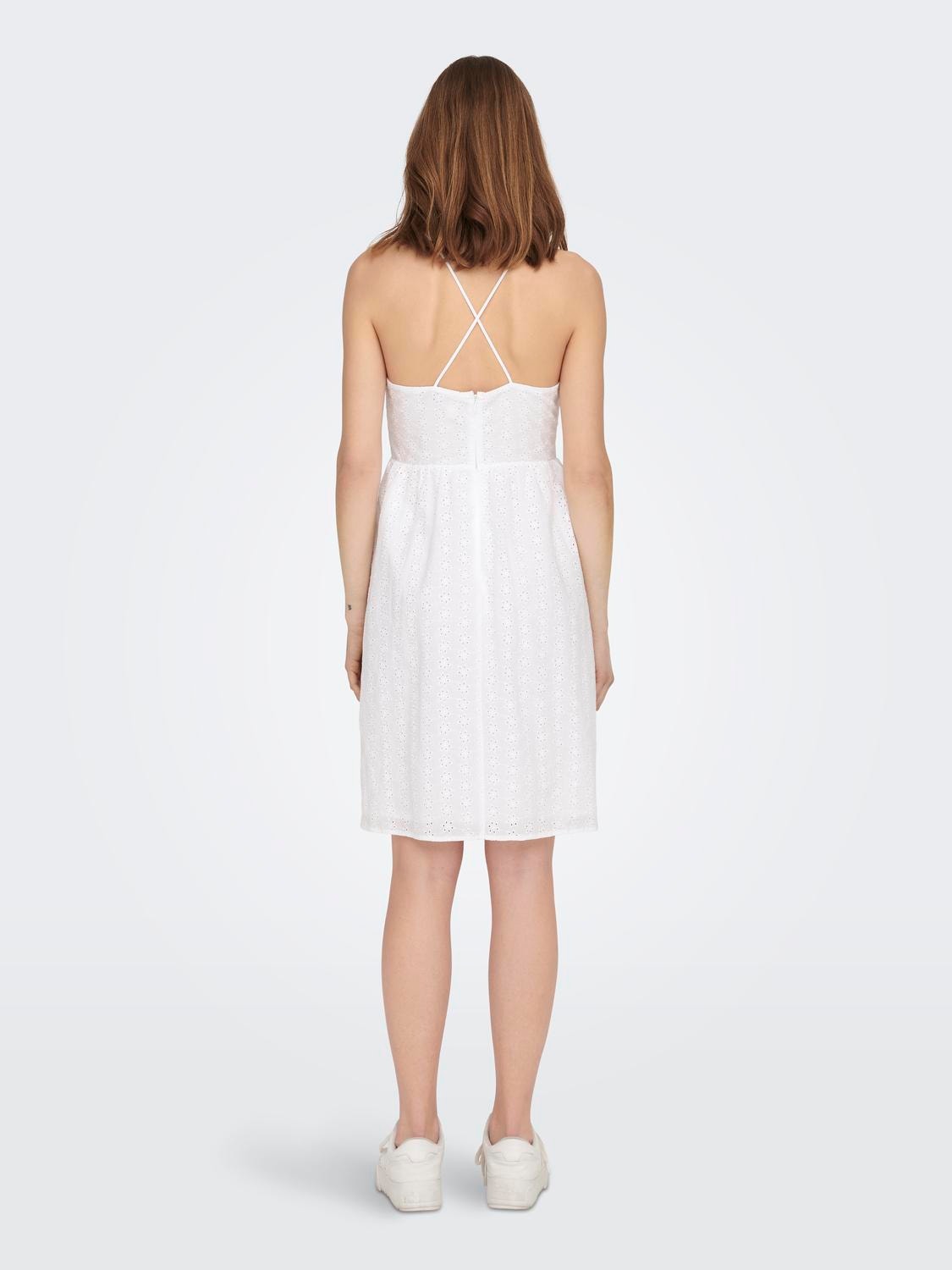ONLY Short V-Neck Dress -Bright White - 15291406