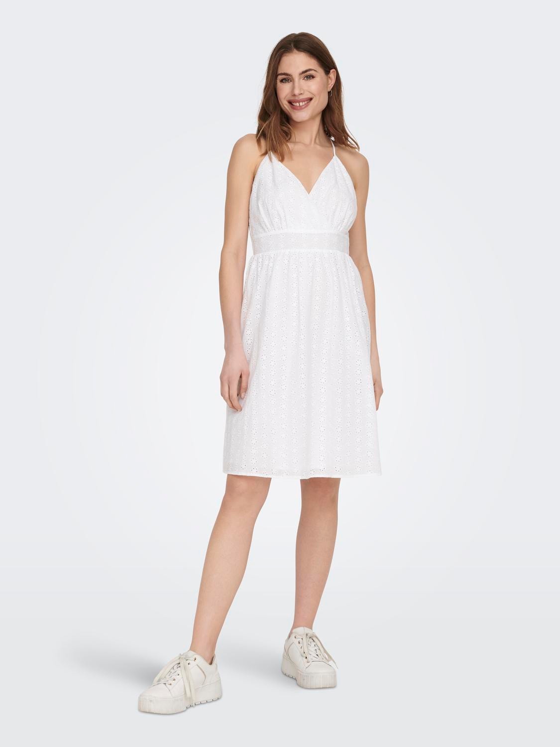 ONLY Short V-Neck Dress -Bright White - 15291406