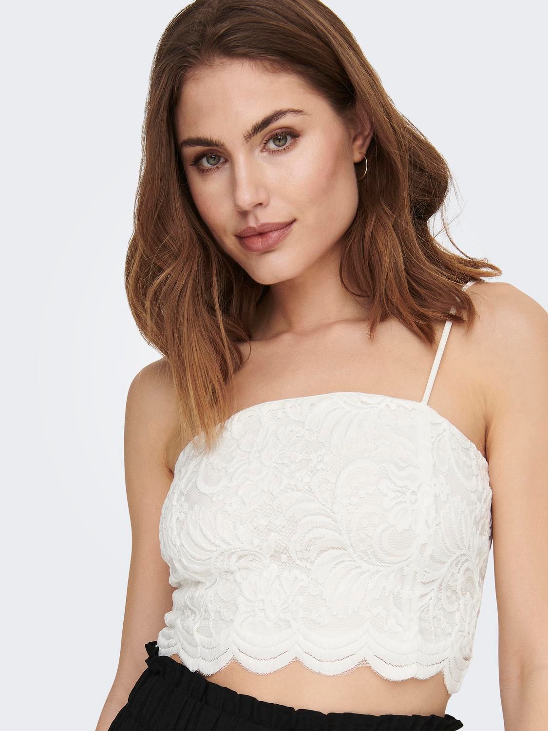 ONLY Cropped Lace Top -Cloud Dancer - 15291450