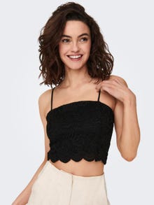 ONLY Cropped Lace Top -Black - 15291450