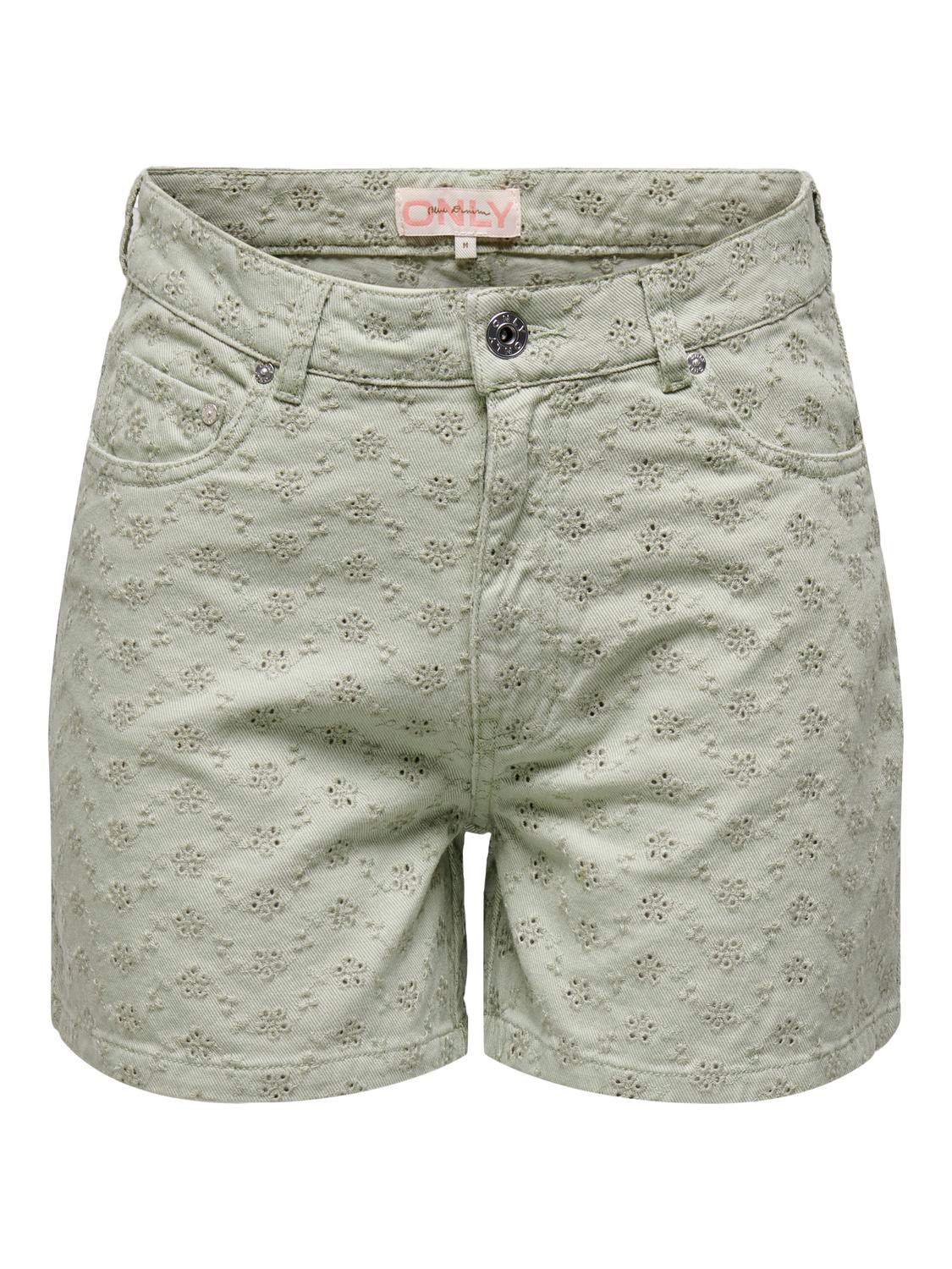 ONLY Patterned High waisted Shorts -Moss Gray - 15291508