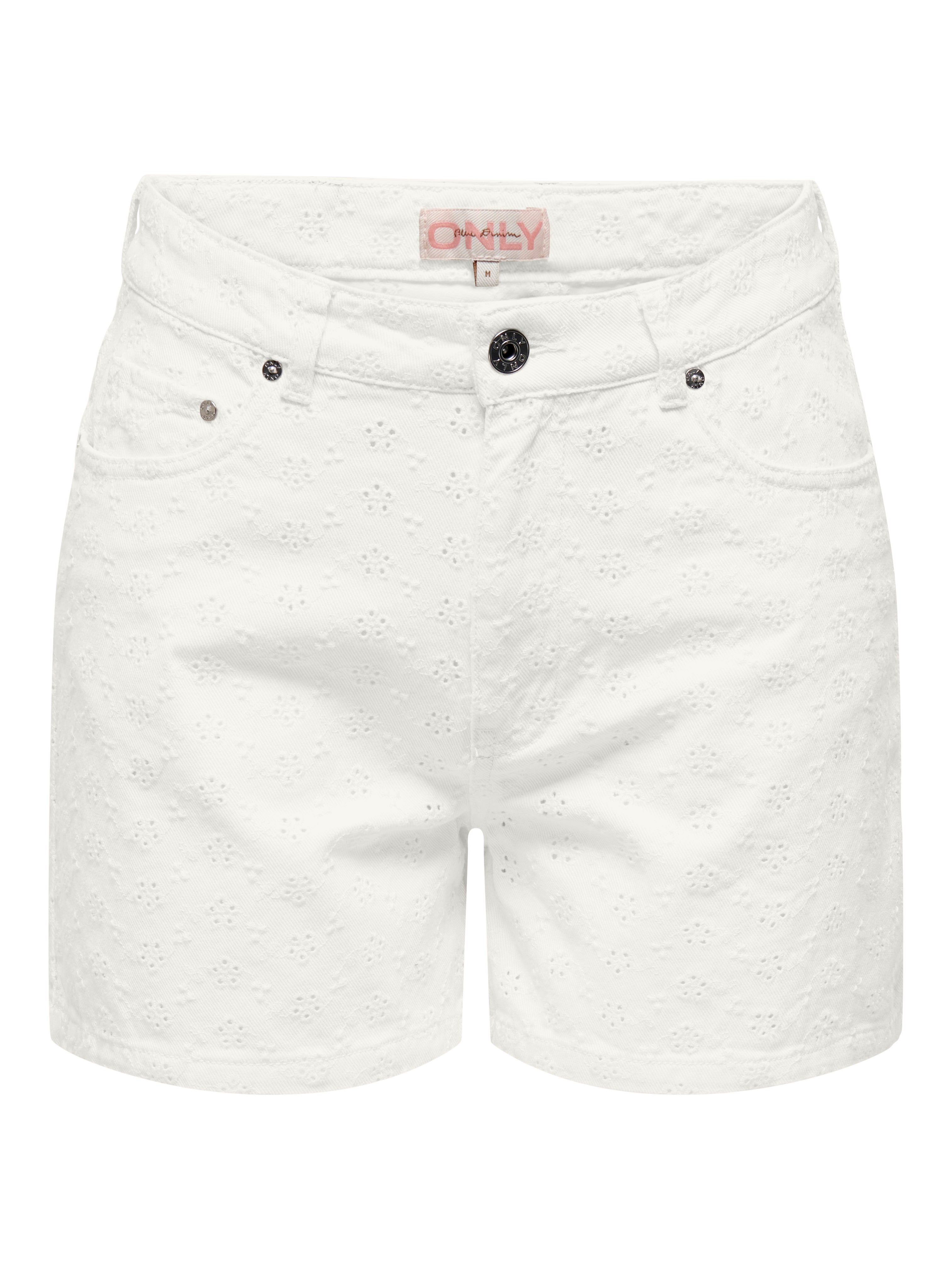 Patterned High waisted Shorts White ONLY®