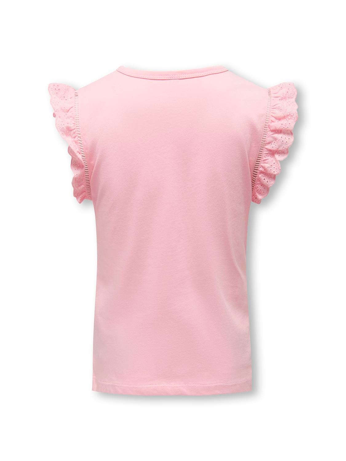 ONLY O-Neck Top With Frills -Tickled Pink - 15291522