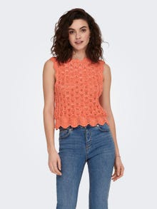 ONLY Patterned Knit Top -Orange Peel - 15291602