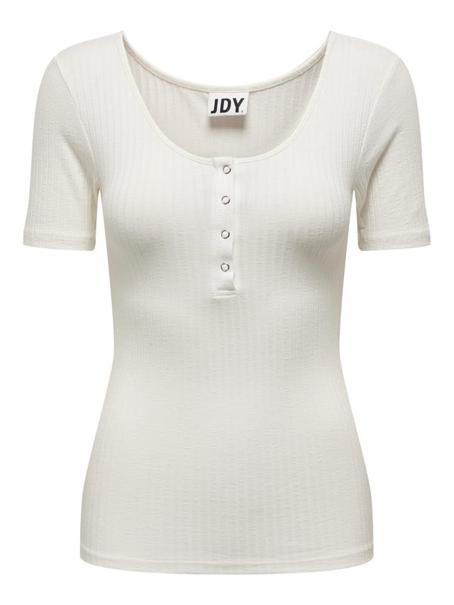 ONLY O-Neck T-shirt with Buttons - 15291662