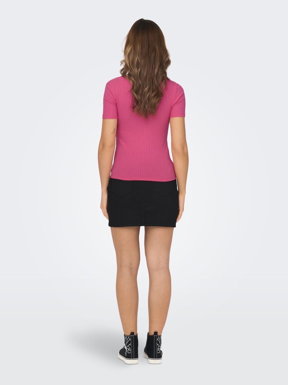 ONLY O-Neck T-shirt with Buttons -Pink Power - 15291662