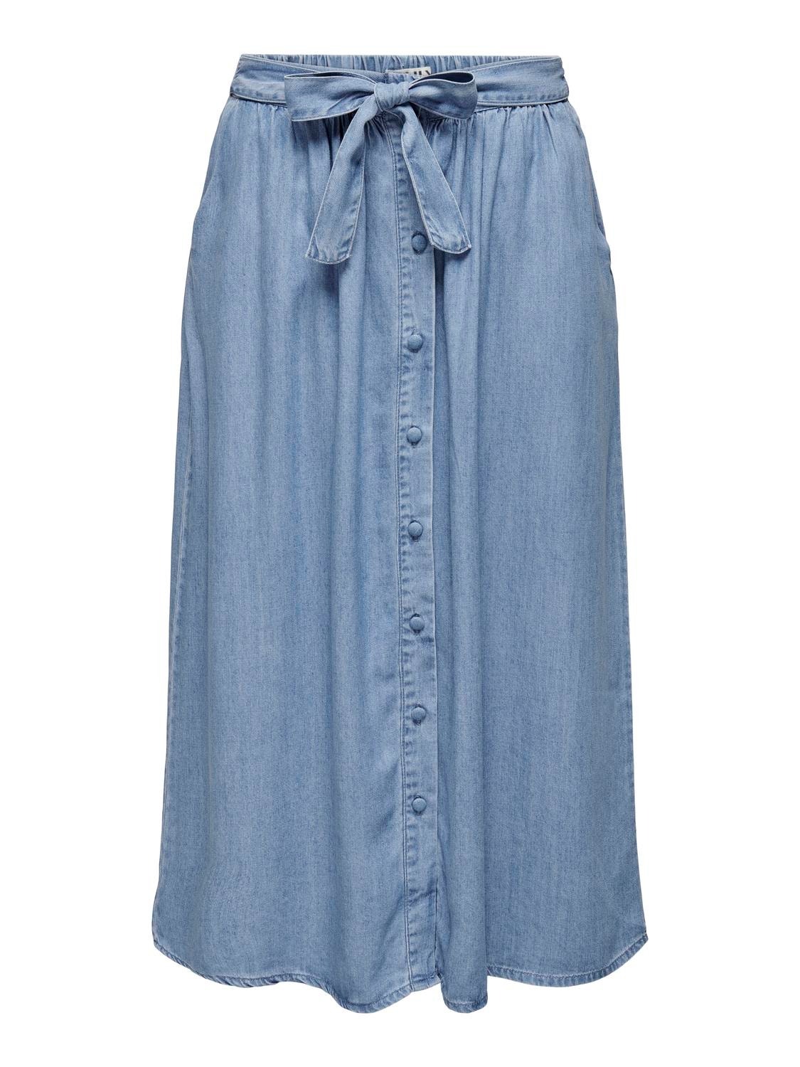 ONLY High waist Long skirt -Light Blue Denim - 15291712