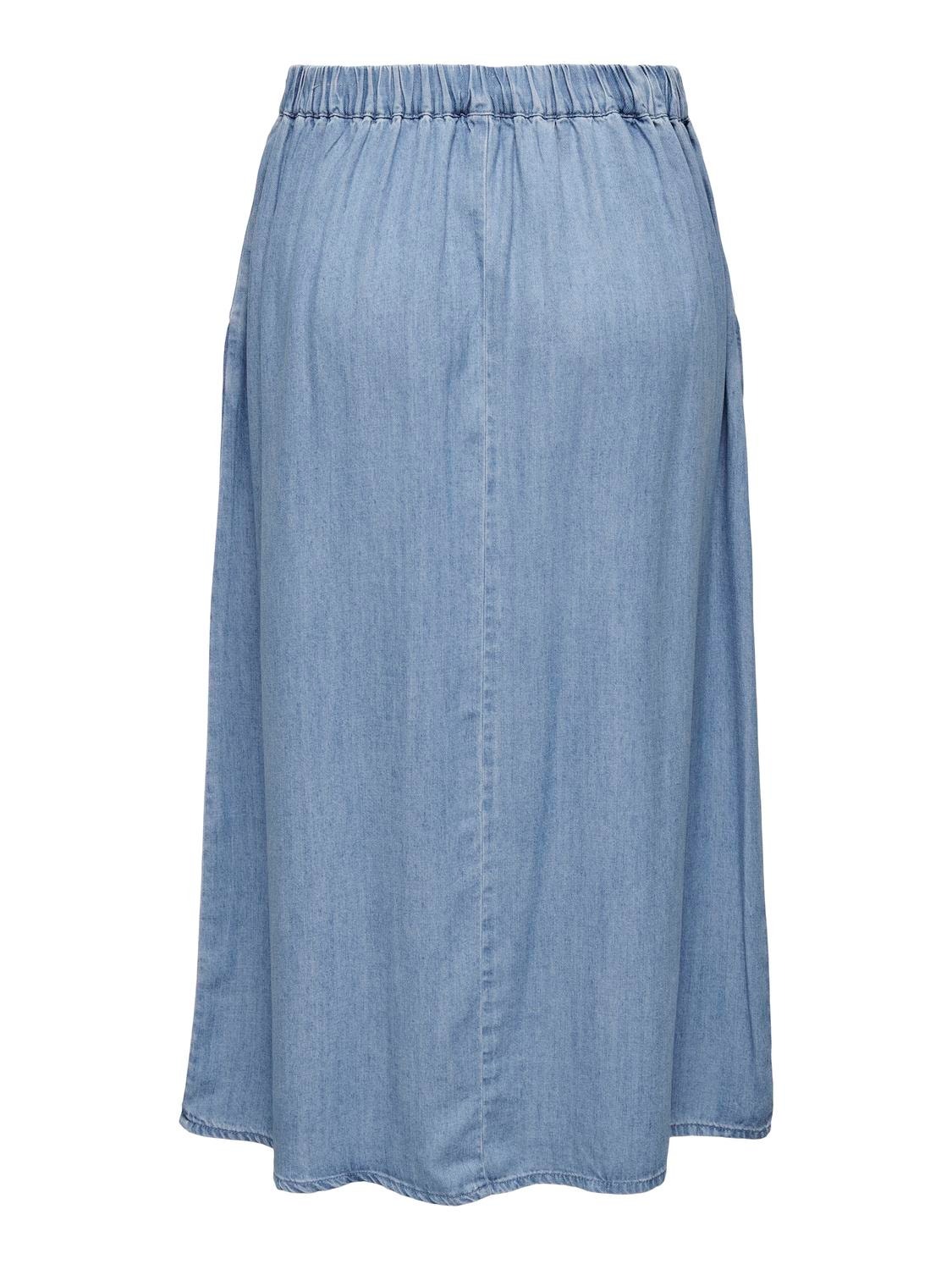 ONLY Midi nederdel med bælte  -Light Blue Denim - 15291712