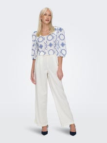 ONLY Loose Fit Mid waist Trousers -Cloud Dancer - 15291807