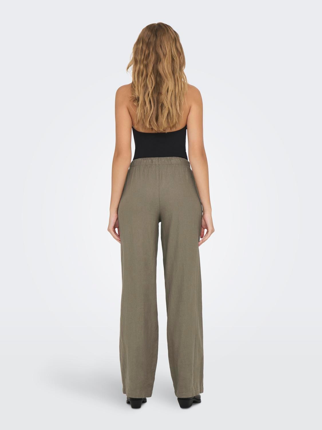ONLY Pantalons Loose Fit Taille moyenne -Walnut - 15291807