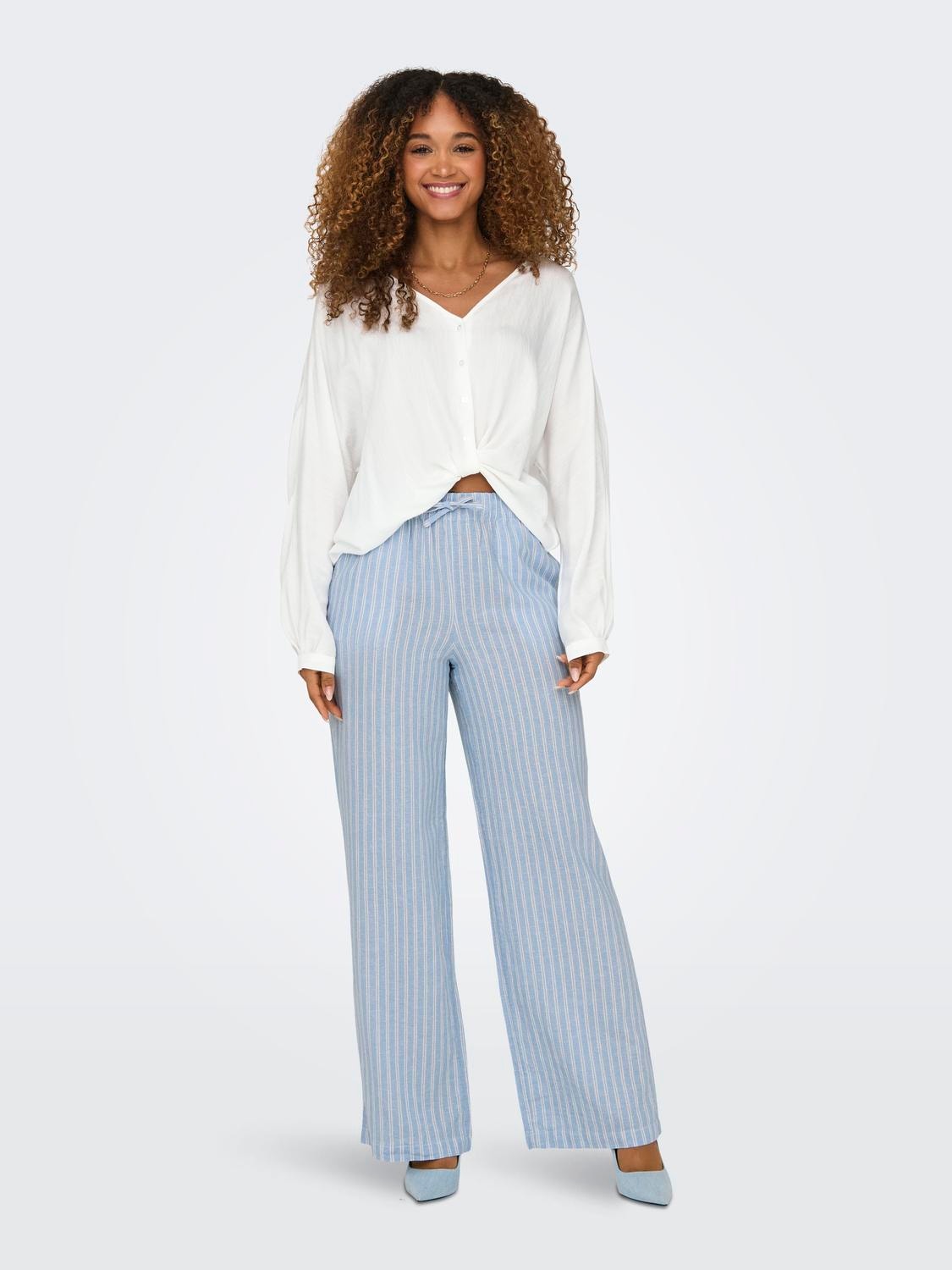 ONLY Pantalons Loose Fit Taille moyenne -Blissful Blue - 15291807
