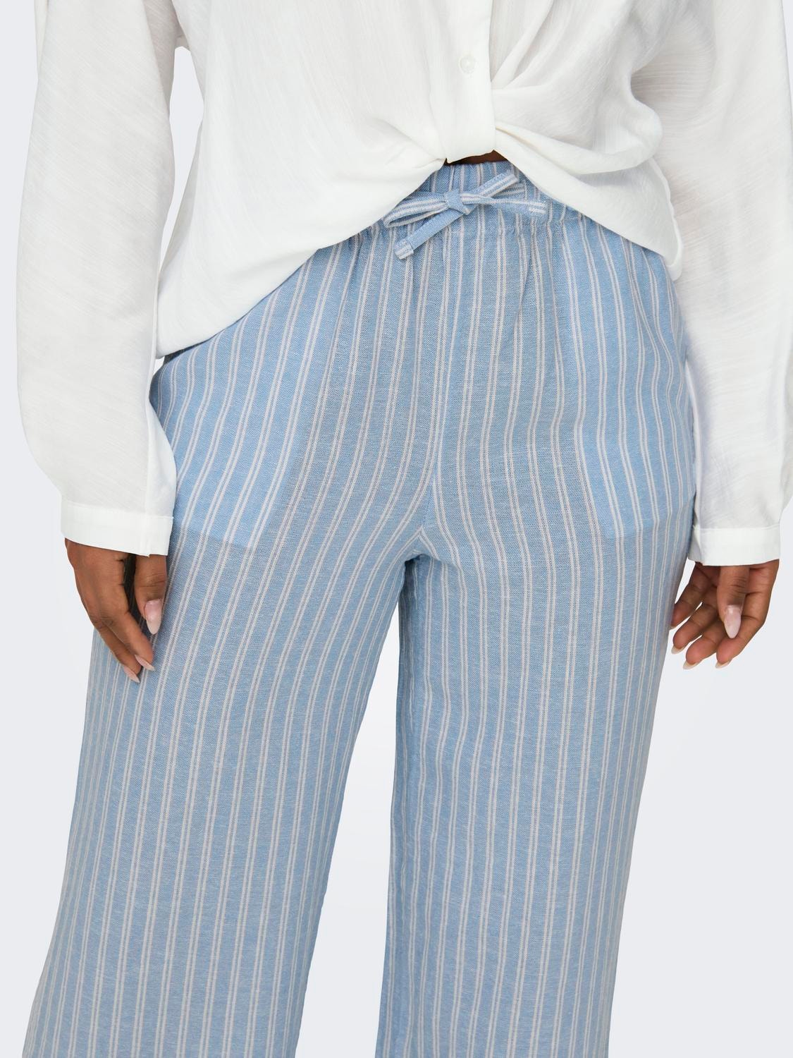 ONLY Drawstring linen trousers -Blissful Blue - 15291807