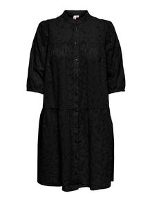 ONLY Locker geschnitten Mandarin Kragen Kurzes Kleid -Black - 15291833