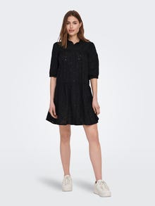 ONLY Locker geschnitten Mandarin Kragen Kurzes Kleid -Black - 15291833