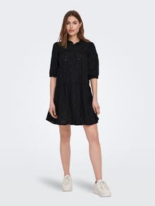 ONLY Relaxed Fit China Collar Short dress -Black - 15291833