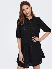 ONLY Relaxed Fit China Collar Short dress -Black - 15291833