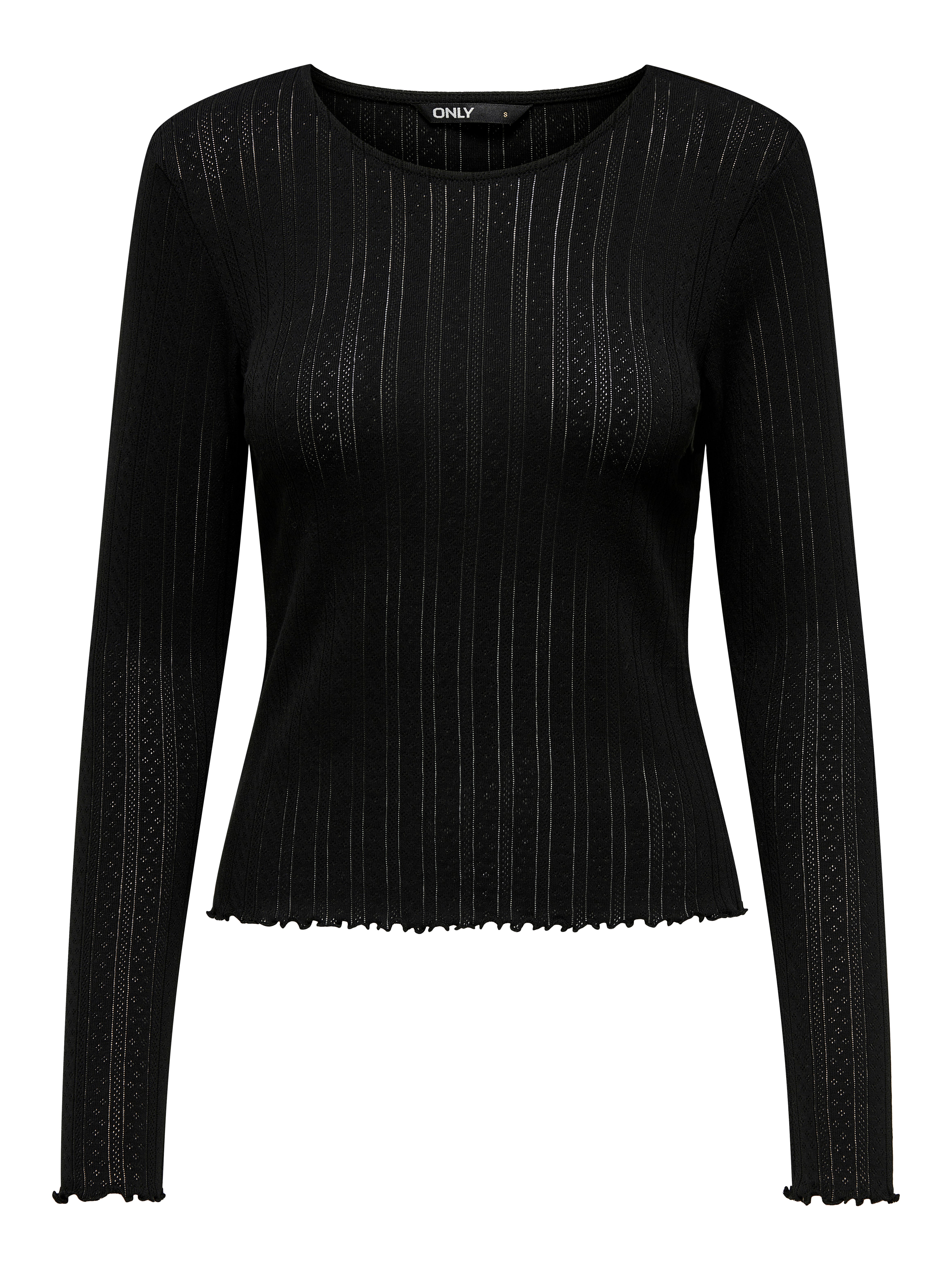 Top Renice de manga larga y cuello redondo en negro