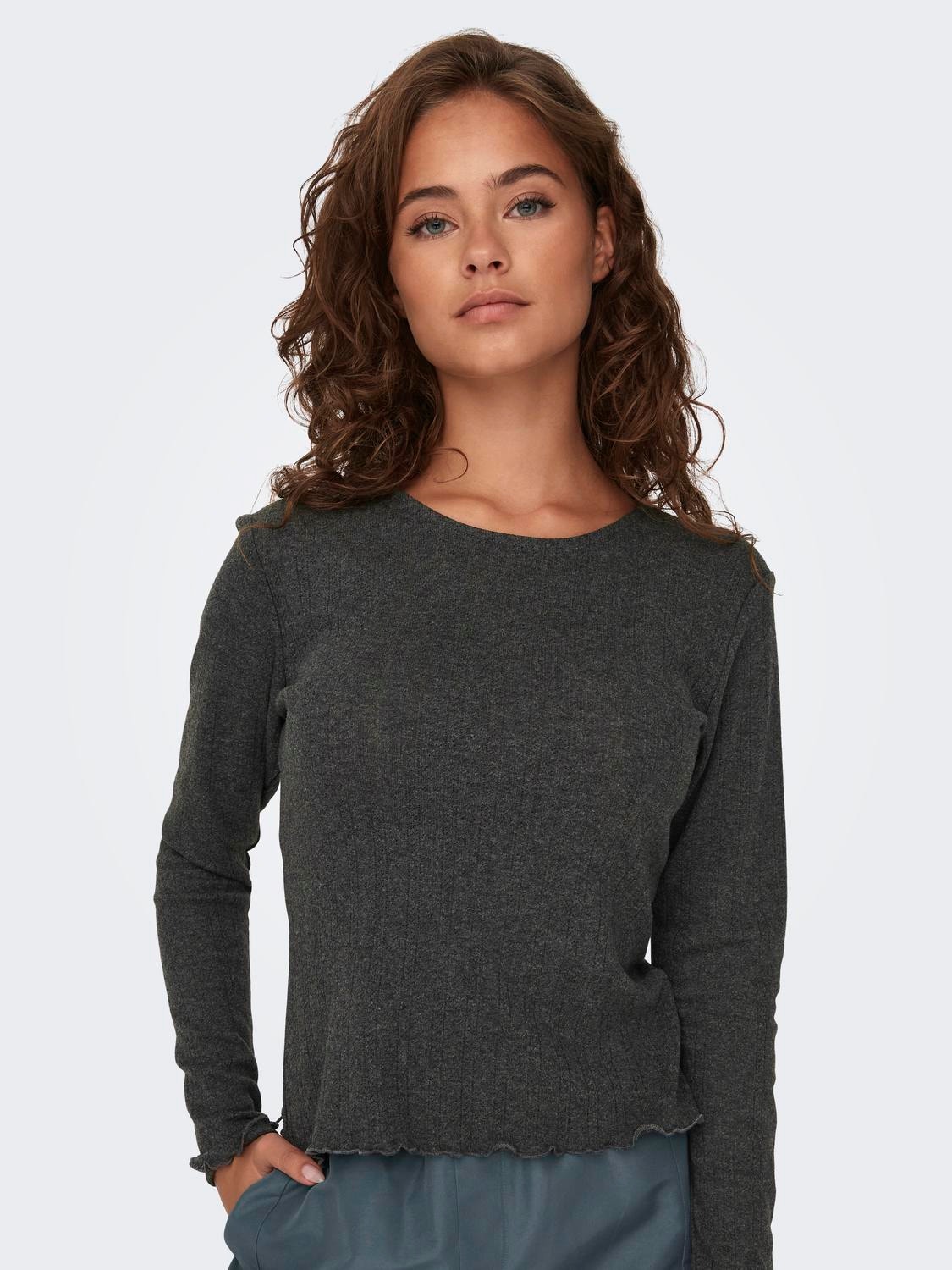 ONLY Normal geschnitten Rundhals Top -Dark Grey Melange - 15291987