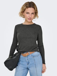 ONLY Tavapärane lõige Ümmargune kaelus Top -Dark Grey Melange - 15291987