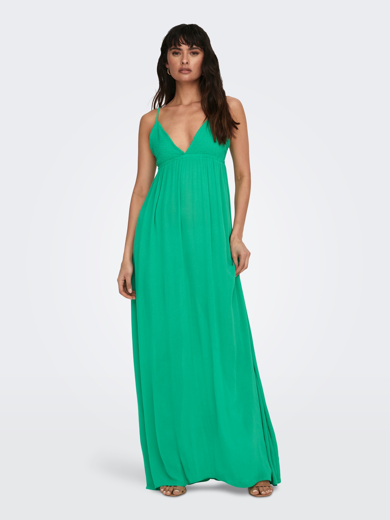 ONLY Normal passform V-ringning Lång klänning -Simply Green - 15292076