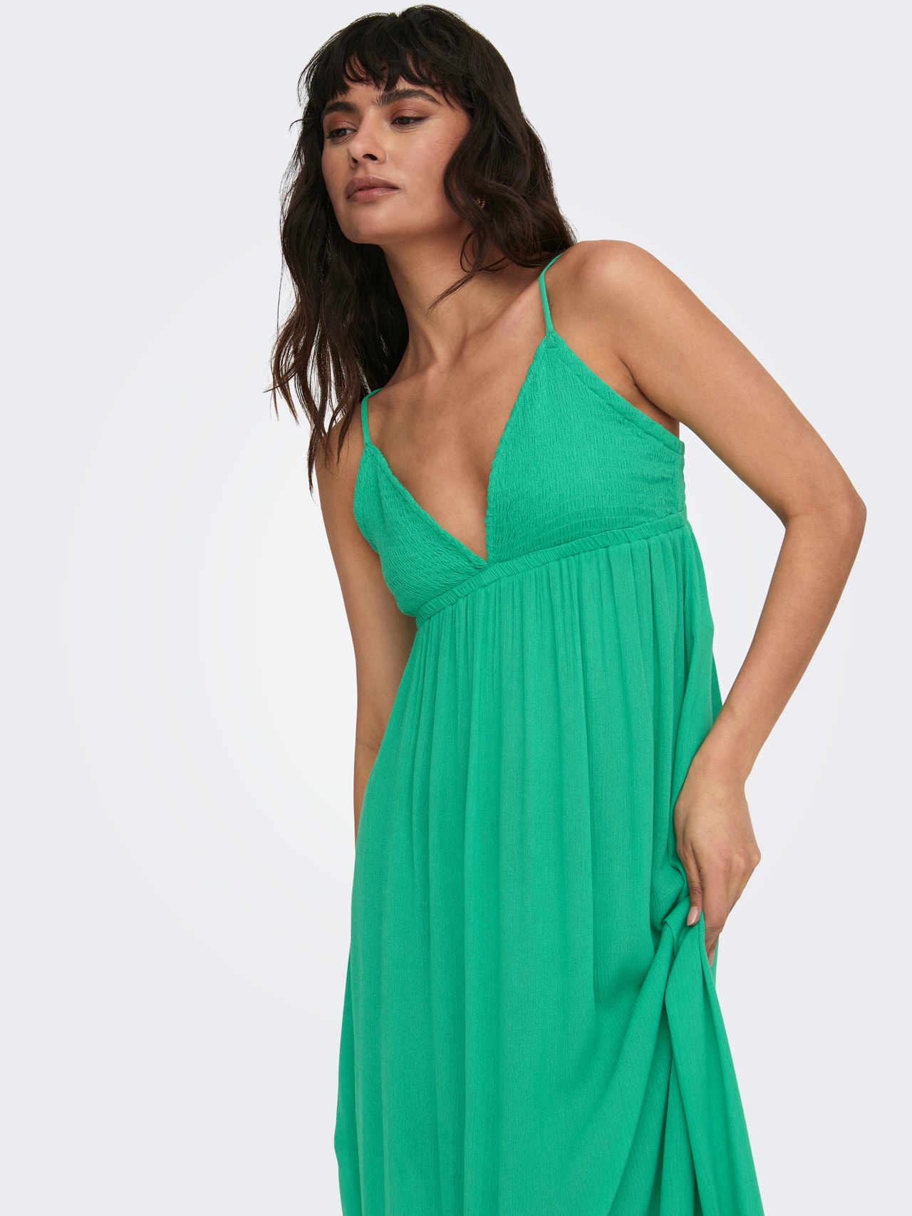 ONLY Normal geschnitten V-Ausschnitt Langes Kleid -Simply Green - 15292076
