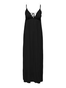 ONLY Normal geschnitten V-Ausschnitt Langes Kleid -Black - 15292076