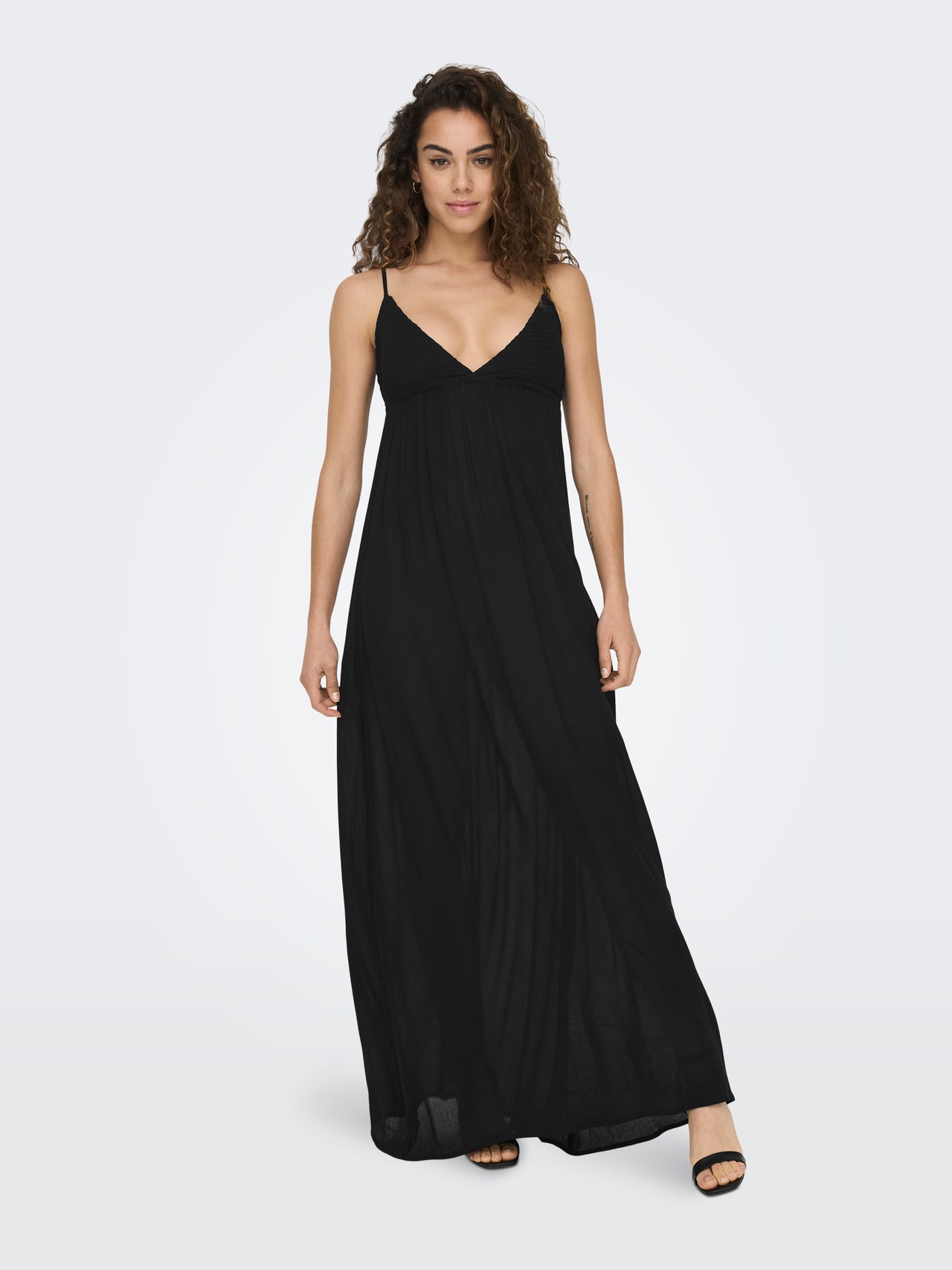 ONLY Regular Fit V-hals Lang kjole -Black - 15292076