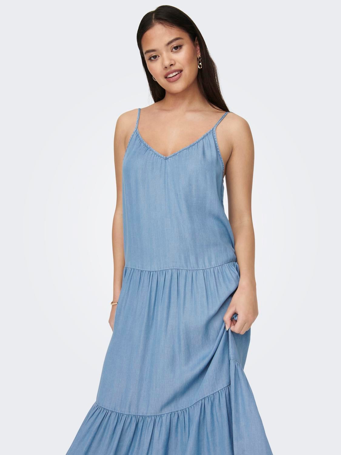 Maxi v neck dress Light Blue ONLY