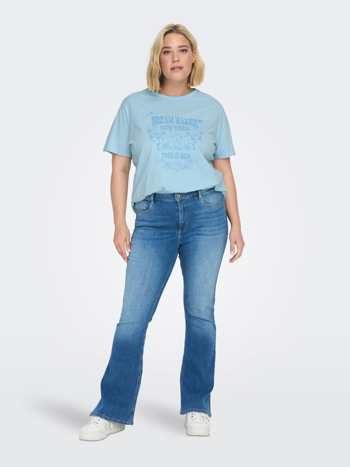 ONLY Curvy printed t-shirt -Clear Sky - 15292279