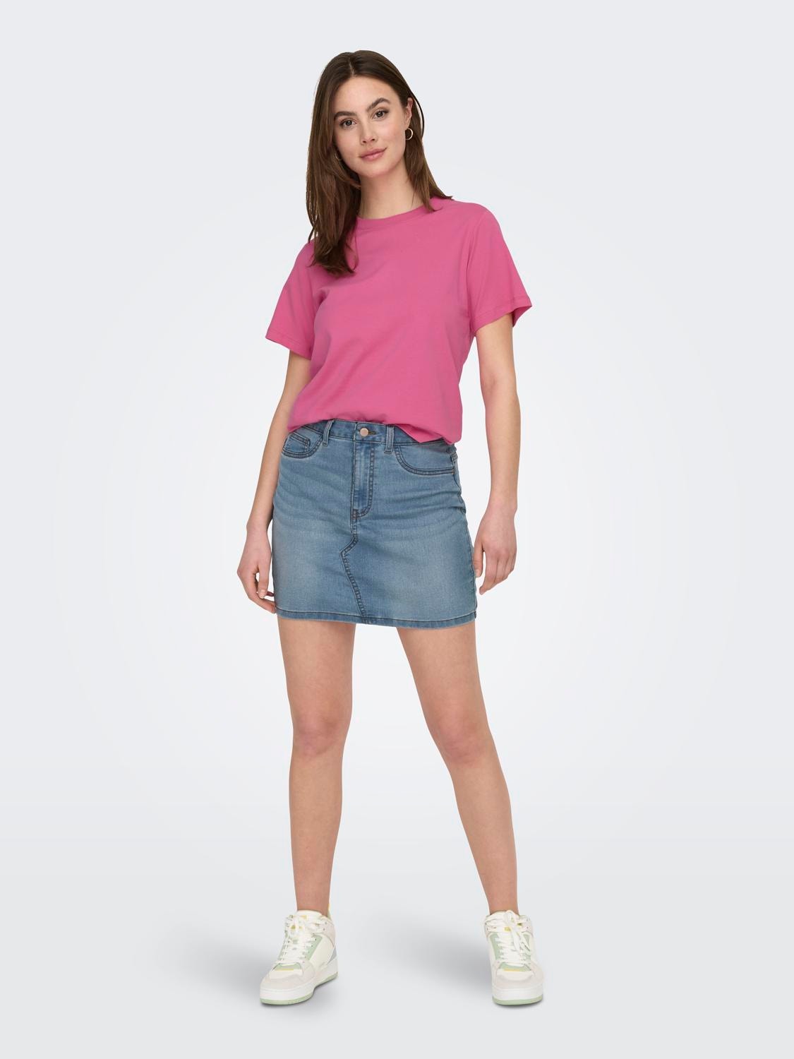 ONLY Regular Fit O-hals T-skjorte -Pink Power - 15292431