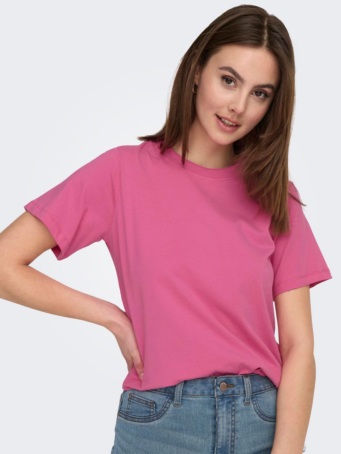 ONLY T-shirts Regular Fit Col rond -Pink Power - 15292431