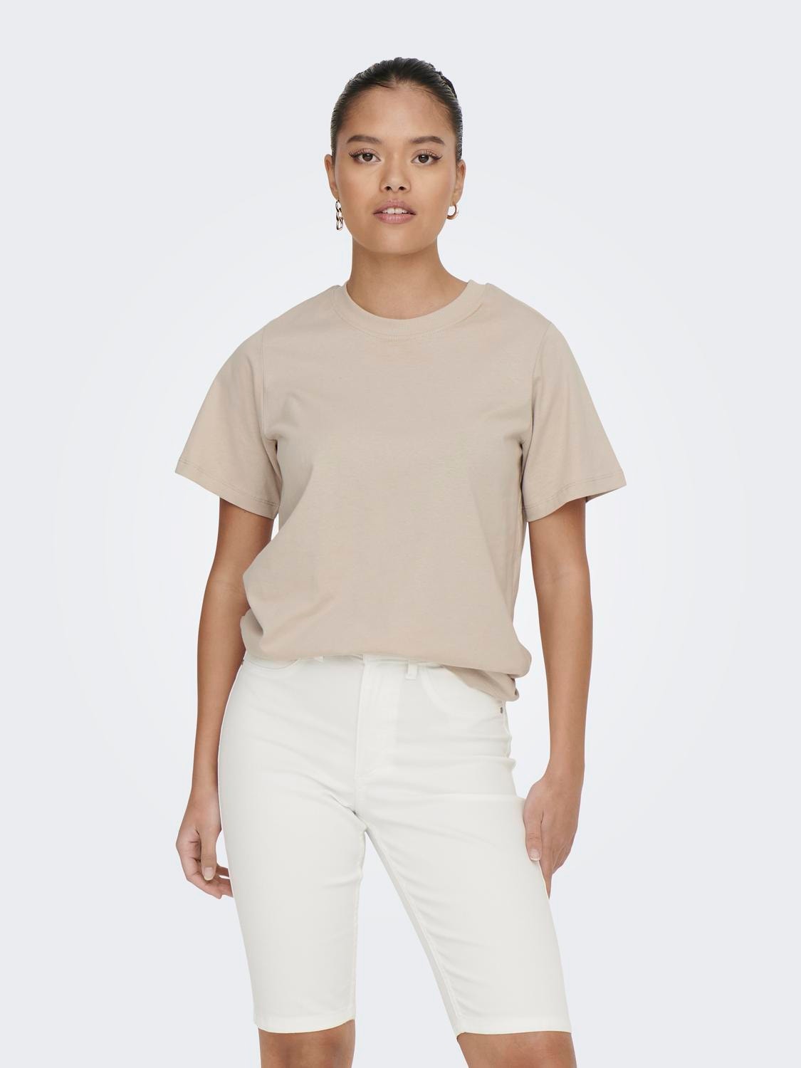 ONLY Regular Fit Round Neck T-Shirt -Chateau Gray - 15292431