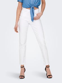 ONLY ONLEMILY Taille haute Straight Fit Jeans -White - 15292435