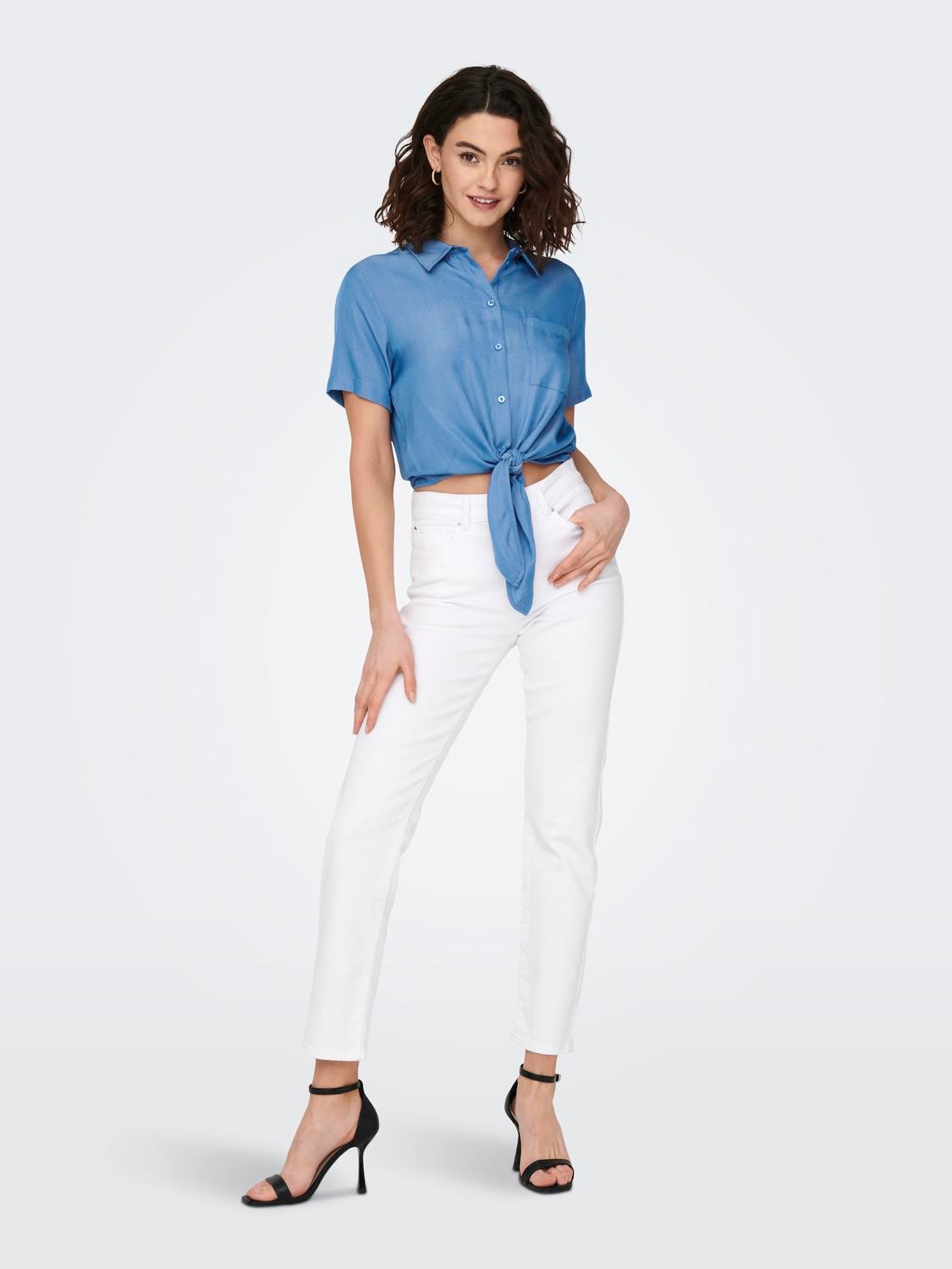 ONLY Jeans Straight Fit Taille haute -White - 15292435
