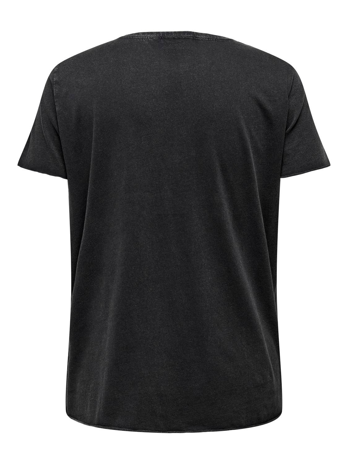 ONLY T-shirt Regular Fit Paricollo Curve -Black - 15292571